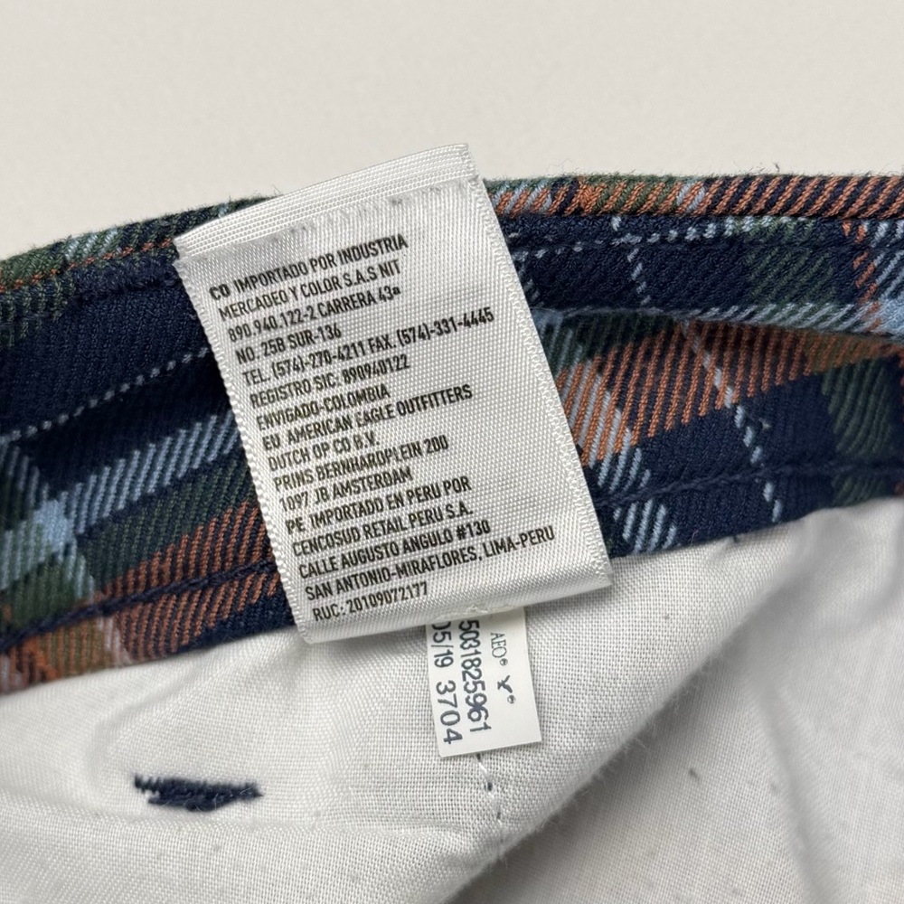 American Eagle Plaid Super Hi-Rise Skinny Trouser Sz 2 Blue Green Orange Stretch - Picture 13 of 15